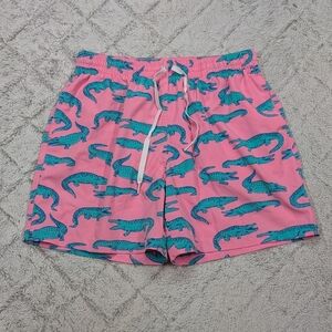 Chubbies Shorts Mens L Pink Green Alligator The Glades Swim Trucks 5.5”